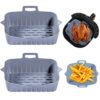 2PCS Silicone Air Fryer Liner for Ninjas Dual 19.5cm Basket Pot Reusable Non-Stick Waterproof Airfryer Baking Mould Food Grade Tray