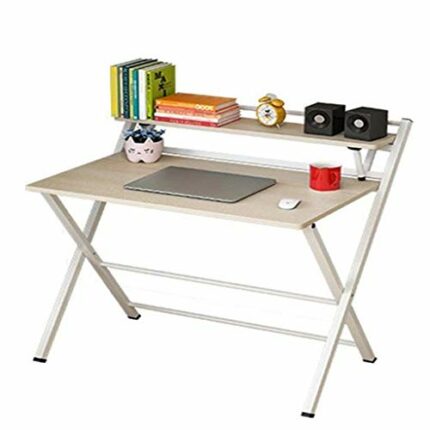 FGHOEV Folding Computer Desk, Space-Saving Home Office Desk Working Table with Storage Shelf, Multipurpose Foldable