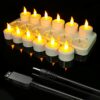 Ymenow Rechargeable Tea Lights Candles with Remote Control Timer, 6pcs Electric Battery Operated Tealight Candles Flickering with USB Charging Ca