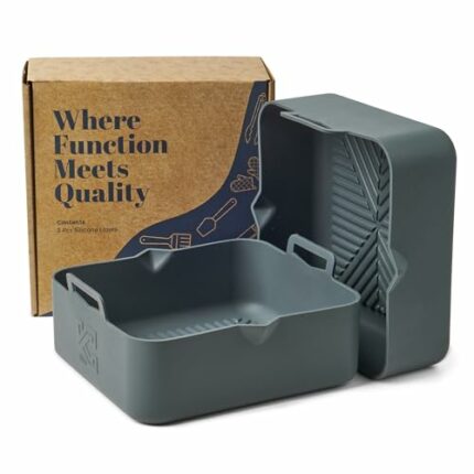 Air Fryer Liners Silicone Square 2 pcs Custom-Built for Cosori 5.5L XXL, Made with Thick Platinum Silicone, Air Fryer Drawer Liners, Reusable Air