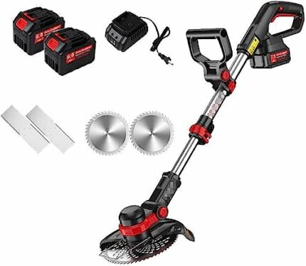20V Cordless Trimmer, Adjustable Telescoping Handle Home Push Weeder With 6.1Ah Battery And Charger 20cm Cutting Width Adjustable Machine Head Li