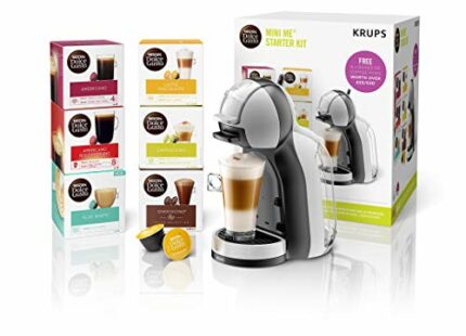 KRUPS Nescafé Dolce Gusto Mini Me, Single Serve Capsule Coffee Machine Starter Kit, Including 6 boxes of Coffee Pods, KP123B41, Arctic Grey and B