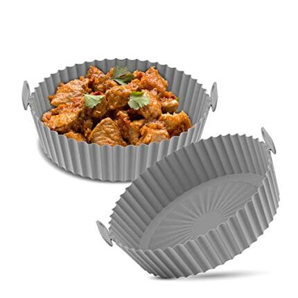 7.8-inch Round Silicone Air Fryer Liners - Pack of 2 - Non-Stick, Reusable & Versatile - Ultimate Airfryer Accessory for Even Cooking & Easy Clea