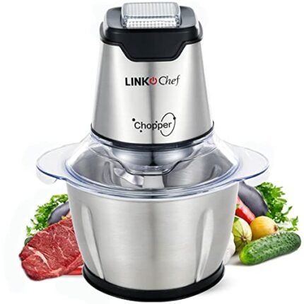 Mini Chopper 400W LINKChef Mini Food Processor Vegetable Chopper 1.2L Stainless Steel Bowl, Meat Grinder with 4 bi-Level Blades for Meat Vegetabl