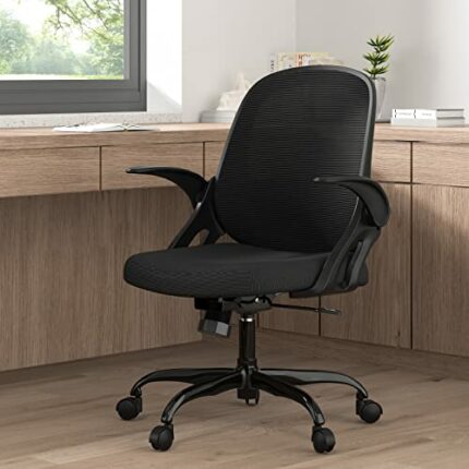 Home Office/Work Desk Chair Comfort Ergonomic Swivel Computer Chair, Breathable Mesh Desk Chair, Lumbar Support Task Chair with Wheels and Flip-u