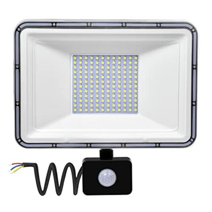 Viugreum 100W LED Security Light with Motion Detector, 8000LM 6000K-6500K Wall Light with PIR Cold White LED floodlight, IP67 Adjustable Mode LED