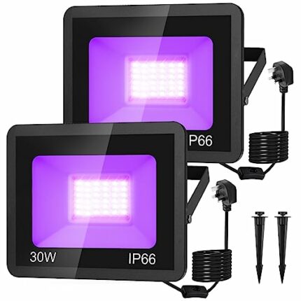NATPOW 30W UV Black Lights, Ultraviolet Floodlight 395nm LED UV Lights Outdoor IP66 Waterproof Stage Light Decoration Lighting for Fluorescent Pa