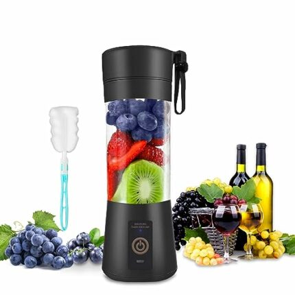 Portable Blender, Mini Blender Personal Blender with 6 Blades, Pink Smoothie Maker Fruit Mixing Machine, USB Rechargeable Juicer Cup Bottle for H