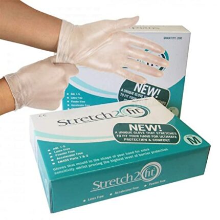 Stretch 2 Fit Box of 100 or 200 Disposable & Recyclable Gloves - Powder & Latex Free, Allergy Free - Work, Food Preparation, Tattoo, NHS, Cleanin
