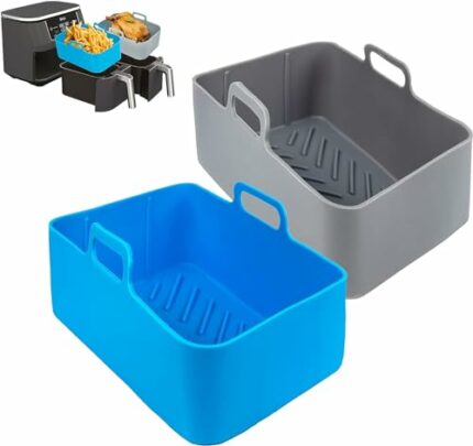 Altazar Silicone Air Fryer Liners Reusable Air Fryer Tray (UK Company) Silicone Liner Air Fryer Accessories for Ninja Dual Air Fryer Trays