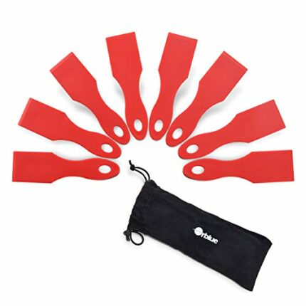 Orblue Raclette Spatula Set of 8 with Storage Pouch | Cheese Melter Table Grill Spatulas | Heat-Resistant Nylon | Non-Stick and Dishwasher Safe |