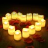 Yeahmart Pack of 12 Realistic and Bright Led Candle Lights, Battery Operated LED Tealights, Flameless Tea Lights with Warm White Bulb Light for W