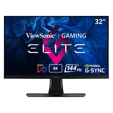 ViewSonic ELITE XG321UG 32-inch 4k 2160p Ultra HD IPS Gaming Monitor, 144Hz, Mini-LED, 3ms (GTG), Nvidia G-Sync Ultimate, Nvidia Reflex, Display