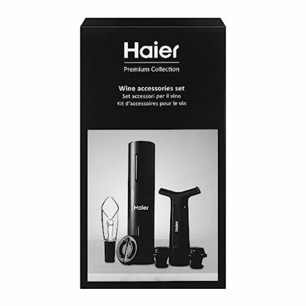 Haier 6-in-1 Electric Wine Bottle Opener Kit, Includes USB Rechargeable Bottle Opener, Tulip Wine Aerator Pourer, Foil Cutter, Vacuum Pump, 2 Win
