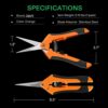 2 Pack Professional Pruning Shears, Trimming Scissors - Straight Tip, Gardening Hand Pruner Pruning Shear Stainless Steel Blades with Spring-Load