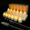 Ymenow Rechargeable Tea Lights Candles with Remote Control Timer, 6pcs Electric Battery Operated Tealight Candles Flickering with USB Charging Ca