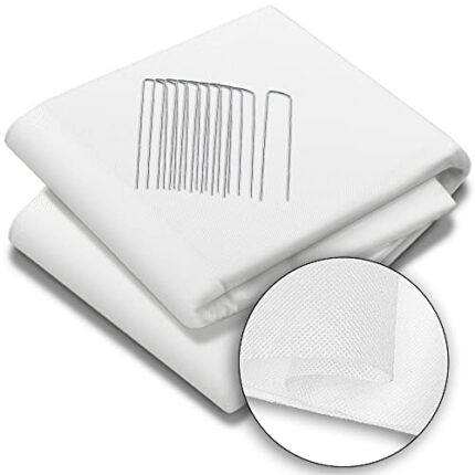 VOUNOT Garden Fleece with 10 Pegs, 50gsm Horticultural Fleece, Frost Winter Plant Protection Cover 1.5 x 10 m