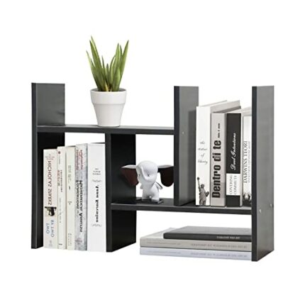 TY ARTS & CULTURE - Expandable Wood Desktop Storage Organizer Multipurpose Desk Bookshelf Display Shelf Rack Counter Top Bookcase for Office Home