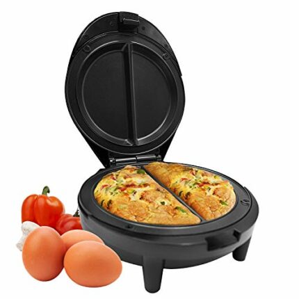 Geepas 1000W Omelette Maker | Dual Electric Non-Stick Egg Cooker | Automatic Temperature Control & Power Light Multi Cooker for Omelettes, Fried,