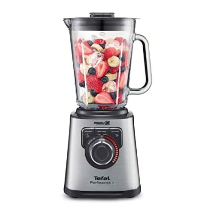 Tefal PerfectMix+ High-Speed Blender, 2L Glass Jug, 1200W, 4 Removable Powelix Blades, 3 Programs + Pulse, Grey, BL811D40