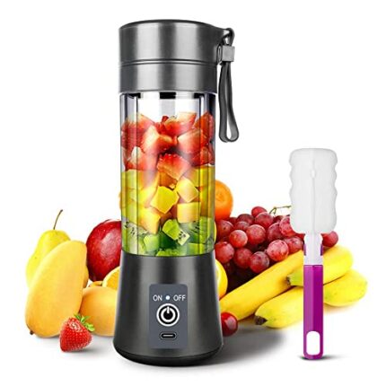 Portable Blender, Ksera Smoothie Juicer Cup, Personal Mini Blender for Smoothies and Shakes- Six Blades in 3D, 380ml, 13oz 2000mAh Powerful USB R