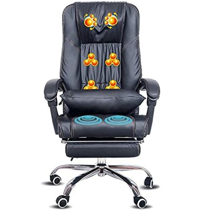 Executive Office Massage Chair,Ergonomic Heated 6 Point Vibrating Swivel Computer Chair, for Office and Home-Black