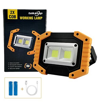 tekstap LED Rechargeable Work Light - 30W 2000LM USB Portable Super Bright Cordless Outdoor Floodlight Battery Powered Flood Working Site COB Sec