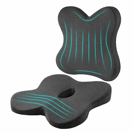 EDIMENS Coccyx Seat Cushion and Back Cushions Combo for Office Chair,Pure Memory Foam Ergonomic Seat Cushions and Orthopedic Lumbar Support Pillo