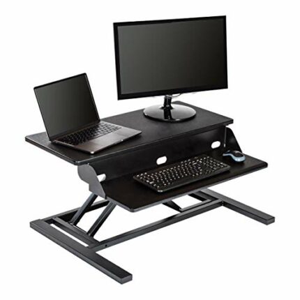 AirRise Pro Standing Desk Hub Sit Stand Desk Converter Adjustable to any height; Computer Workstations for Home and Office Use (Black - 81cm)