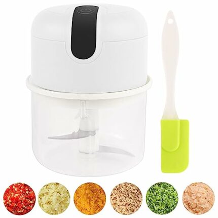 Electric Food Chopper, 250ML Mini Food Chopper, Portable Mincer Processor with Silicone Spatula & USB ChargingIdeal for Vegetables, Garlic, Ginge