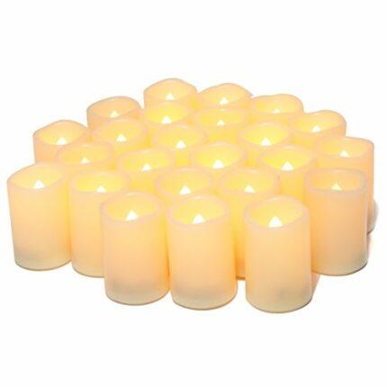 24 PCS 5cm LED Flameless Flickering Votive Tea Lights Candle Battery Operated/Electric Flicker Tealights Bulk Fake Candles for Wedding, Party, Fe