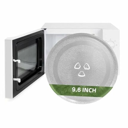 24.5 cm/9.6" Microwave Glass Plate, Universal Thickened Heat Resistant Microwave Glass Turntable Plate Replacement with 3 Fixers for Small Microw