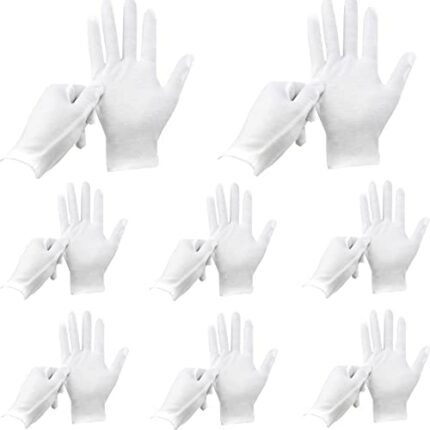 24 Pcs White Gloves, ANDSTON 12 Pairs Soft Cotton Gloves, Coin Jewelry Silver Inspection Gloves, Stretchable Lining Glove, Medium Size