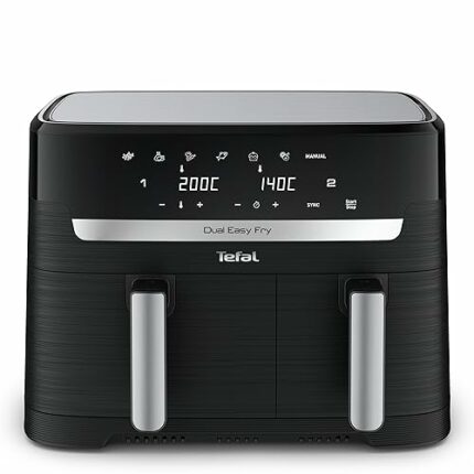Tefal Easy Fry Dual Zone Digital Air Fryer, 2 Drawers, 8.3L, 8in1, Uses No Oil, Air Fry, Extra Crisp, Roast, Bake, Reheat, Dehydrate, 6 Portions,