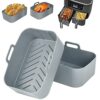 Usper 2PCS Air Fryer Silicone Pot for Ninja Foodi Dual DZ201 DZ401 AF300UK AF400UK & Tower T17088, Air Fryer Liner Basket Accessories for Instant