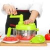 1200ml Manual Food Chopper Vegetable Cutter Chopper Manual with Handle and Cover Suitable for Onions Garlic Peppers Carrots Gingers Fruits(Green)