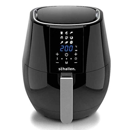 Schallen Modern Black Gloss Healthy Eating Low Fat Large 3.5L 1300-1500W Digital Display Air Fryer with 9 Cooking Settings and 30 Minute Timer