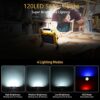 100W Solar 120 LED Rechargeable Work Light, Portable Floodlight 4 Modes Jobsite Construction Lights with Stand, 14000mAH Power Bank Waterproof Sp