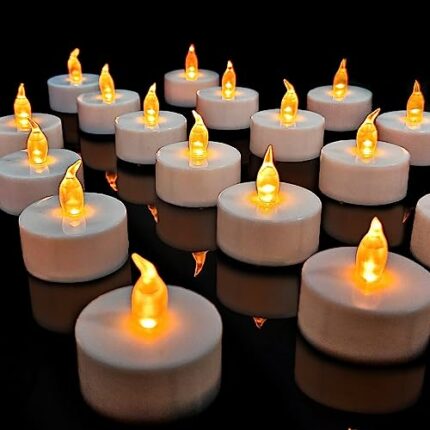 Tea Lights Candles Battery Operated - LED Tea Lights Realistic and Bright Flickering Flameless LED Candles 12 Pack for Seasonal & Festival Celebr