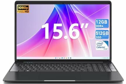 SGIN 15.6" Laptop 12GB RAM 512GB SSD Storage(TF Card 512GB), 1080P FHD Celeron N5095, Full Size Keyboard, PC Notebook with 2xUSB 3.0, Dual Band W