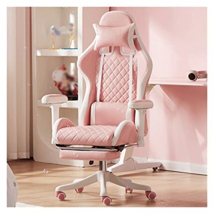 YLYAJY Ergonomic Leather Chair Girls Home Office Comfortable Game Swivel Chair Gamer Live Computer Chair (Color : D, Size : Talla �nica)