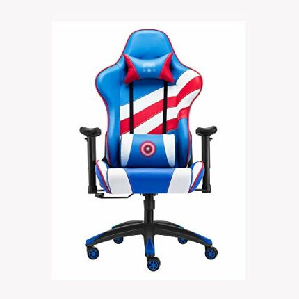 XJWWW-URG Home Computer Game Chair Racing Chair Recliner Boss Office Chair, Ergonomic, PU Leather Waist Support Headrest Armrest, Adjustable Swiv