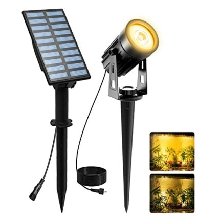 T-SUNUS Solar Garden Spot Lights, LED Solar Light Outdoor Waterproof Auto ON/Off for Garden, Driveway, Pathway, Pool Area(Warm White 3000K)
