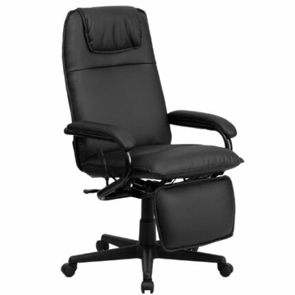 Flash Furniture High Back LeatherSoft Executive Reclining Ergonomic Swivel Office Chair with Arms, Leather, Black, Set of 1