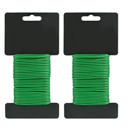 KINGLAKE 2Pcs x10M 2mm Green Garden Soft Tie, Garden Flexible Wire Tie Plant Twist Wire Plastic Coated
