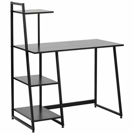 HDDFG Computer Desk With 4 Tier Storage Shelves Bookshelf PC Gaming Study Laptop Corner Table for Home Working Workstation Writing