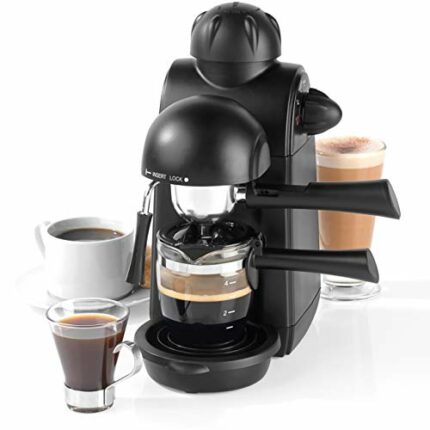 Salter EK3131 Espressimo Coffee Machine – 4-Shot Espresso Maker, Milk Frothing Wand, Includes 240 ml Glass Carafe, Barista Style Latte And Cappuc