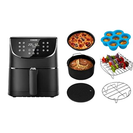 COSORI Air Fryer with 100 Recipes Cookbook, XXL 5.5L Oil Free Air Fryers for Home Use, LED Onetouch Screen, Timer & Temperature Control,Nonstick