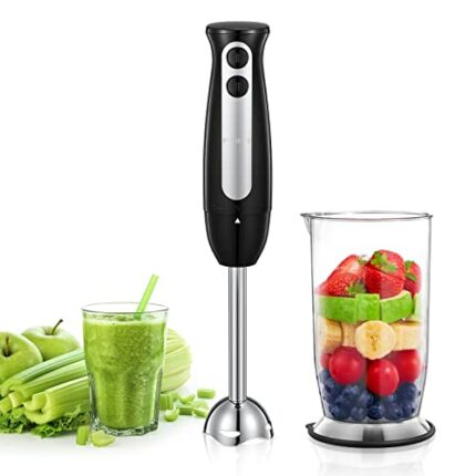 FOHERE Hand Blender with 700ml Beaker, Electric Stick Blender for kitchen, 2-Speed Immersion Handheld Blenders for Soup, Baby Food, Juices, Milks