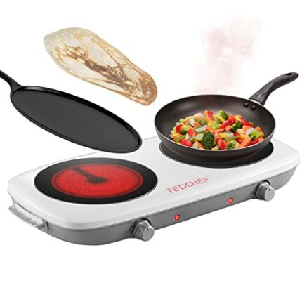 Double Hot Plate Electric Cooker Hob | 1300W 2-ring Infrared Portable Electric Hob Cooker | Countertop Burner Electric Hot Plates For Cooking At